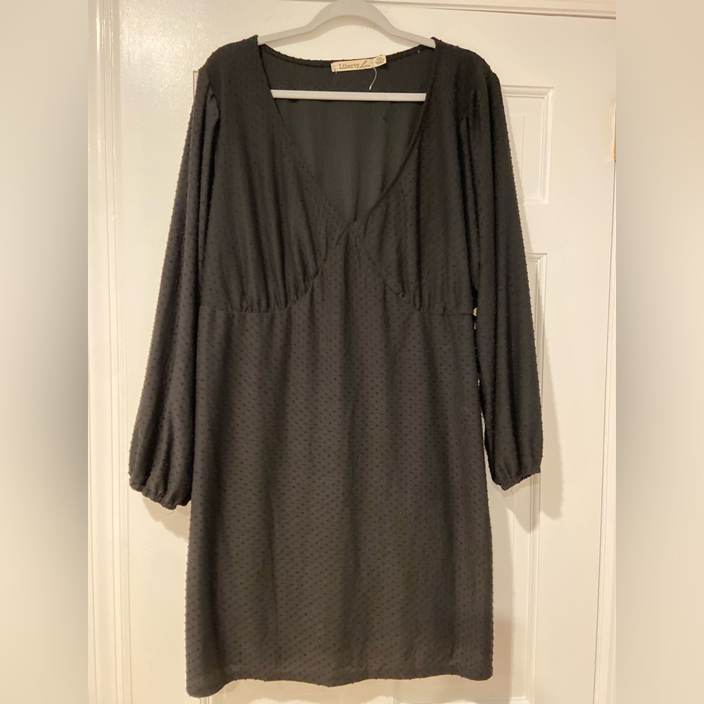 Liberty Love Black Swiss Dot Long Sleeve Dress – Size 3XL